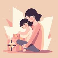 madri giorno donna con bambino e regalo vettore