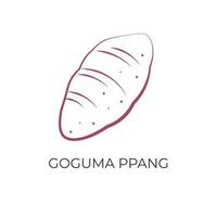 coreano mochi o goguma ppang semplice linea arte illustrazione logo vettore