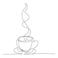 minimalista una linea disegnare, tazza di caffè caldo, illustrazione di stampa digitale di arte della parete vettore