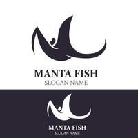 manta pesce o Stingray logo design vettore Vintage ▾ illustrazione pattinare pesce oceano