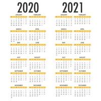 calendario per il 2021 2021. modello vettoriale semplice