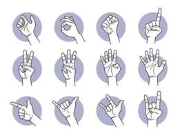 set di gesti delle mani e delle dita vettore