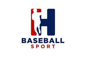 lettera h baseball logo icona vettore modello.