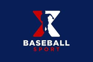 lettera X baseball logo icona vettore modello.