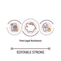 icona del concetto di assistenza legale gratuita vettore