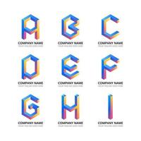 colorato 3d alfabeto logo ai collezione vettore