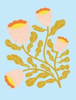 primavera astratto fiore sfondo vettore. contemporaneo arte design con floreale, foglie, pianta nel grunge struttura. botanico natura illustrato Perfetto per parete arte, manifesto, sfondo, coperchio, striscione. vettore