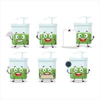 cartone animato personaggio di verde pozione con vario capocuoco emoticon vettore