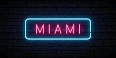 insegna al neon di miami. cartello luminoso luminoso. banner vettoriale. vettore