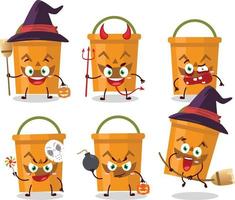 Halloween espressione emoticon con cartone animato personaggio di Halloween secchio vettore