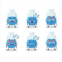 cartone animato personaggio di blu pozione con assonnato espressione vettore