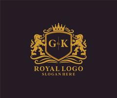 iniziale gk lettera Leone reale lusso logo modello nel vettore arte per ristorante, regalità, boutique, bar, Hotel, araldico, gioielleria, moda e altro vettore illustrazione.