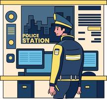 polizia e polizia stazione illustrazione nel scarabocchio stile vettore