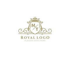 iniziale mio lettera lussuoso marca logo modello, per ristorante, regalità, boutique, bar, Hotel, araldico, gioielleria, moda e altro vettore illustrazione.