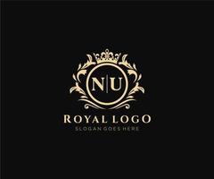 iniziale nu lettera lussuoso marca logo modello, per ristorante, regalità, boutique, bar, Hotel, araldico, gioielleria, moda e altro vettore illustrazione.