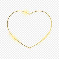 oro raggiante cuore forma telaio isolato su sfondo. brillante telaio con raggiante effetti. vettore illustrazione.