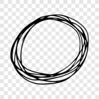 mano disegnato scarabocchiare cerchio. nero scarabocchio il giro circolare design elemento su sfondo. vettore illustrazione