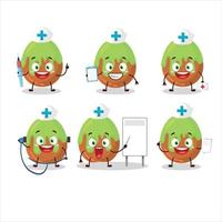 medico professione emoticon con choco verde caramella cartone animato personaggio vettore