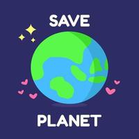 terra giorno Salva pianeta terra ora cartone animato mondo pianeta ambiente vettore