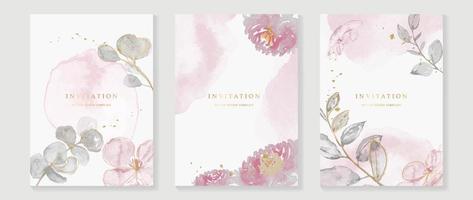 lusso nozze invito carta sfondo vettore. elegante acquerello struttura nel pianta, rosa fiore, oro linea. primavera floreale design illustrazione per nozze e vip copertina modello, striscione, invitare. vettore