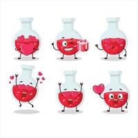 rosso pozione cartone animato personaggio con amore carino emoticon vettore