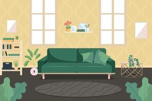 illustrazione di vettore di colore piatto soggiorno moderno