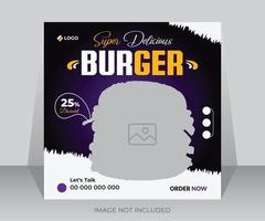 hamburger cibo menù e ristorante sociale media inviare modello design vettore