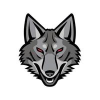 icona della mascotte sportiva illustrazione della testa di un coyote grigio vettore