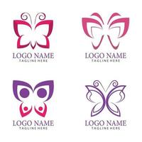 Insieme di progettazione dell'icona di vettore di logo della farfalla di bellezza