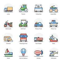 set di icone di trasporto e automobile vettore