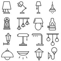 lampada icona vettore impostare. illuminatore costruzione illustrazione cartello collezione. illuminazione simbolo o logo.