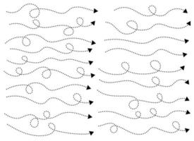 mano disegnato tratteggiata freccia forma. curvo freccia linea. freccia icona collezione. vettore illustrazione isolato su bianca sfondo