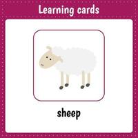 apprendimento carte per bambini. animali. pecora vettore