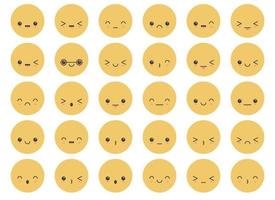 cartone animato emoji facce con diverso umore vettore illustrazione collezione