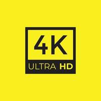 4k alto definizione video risoluzione cartello vettore isolato su giallo sfondo
