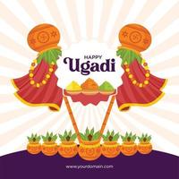 banner celebrazione piatto felice ugadi vettore