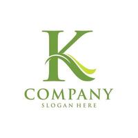 lettera K foglia iniziale logo vettore
