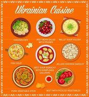 ucraino cucina menù con cibo e piatto pasti vettore