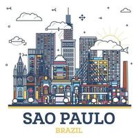 schema sao paulo brasile città orizzonte con moderno colorato edifici isolato su bianca. sao paulo paesaggio urbano con punti di riferimento. vettore