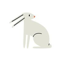 carino grigio coniglio nel piatto di moda stile. Pasqua, molla, animali. mano disegnato vettore illustrazione