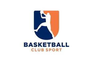 iniziale lettera u pallacanestro logo icona. cestino palla logotipo simbolo. vettore