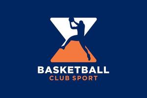 iniziale lettera X pallacanestro logo icona. cestino palla logotipo simbolo. vettore