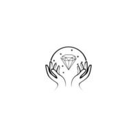 modello vettoriale del logo del diamante. simbolo per cosmetici e packaging, gioielli, prodotti artigianali o di bellezza