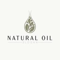 naturale olio logo design. far cadere con le foglie dentro esso, vettore logotipo. naturale e biologico logo modello.