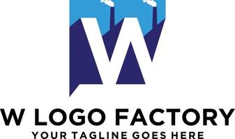 fabbrica w lettera logo design vettore