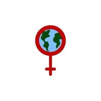 mondo, donna simbolo, femminismo colore vettore icona