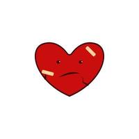 cuore, cattivo, rosso, malta, San Valentino S giorno vettore icona