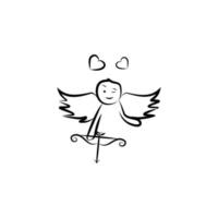 Cupido con cipolle schizzo vettore icona
