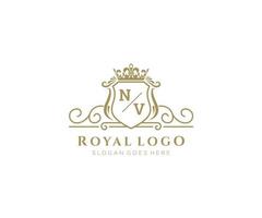 iniziale nv lettera lussuoso marca logo modello, per ristorante, regalità, boutique, bar, Hotel, araldico, gioielleria, moda e altro vettore illustrazione.