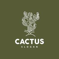 cactus logo, deserto verde pianta vettore, semplice design elegante linea stile, icona illustrazione simbolo vettore